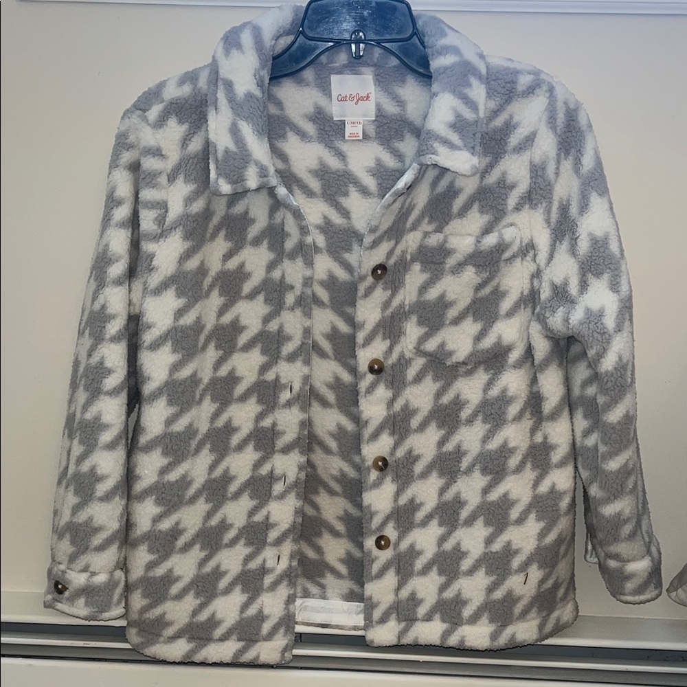 Cat & Jack Gray and White Houndstooth Fleece Jacket